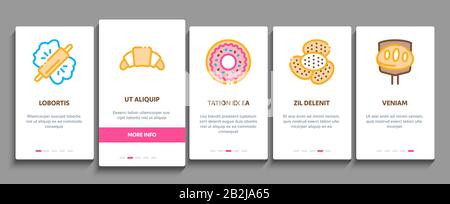 Bakery Tasty Food Onboarding Elements Icons Set Vector Stock Vector