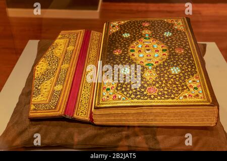 Old quran cover with colorful stone and ornament Stock Photo