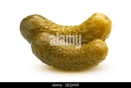 Two pickled cucumbers isolated on white background Stock Photo
