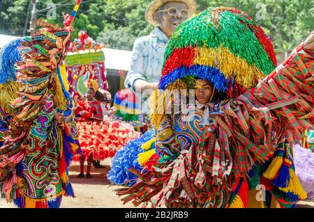 February 2020, Brazilian Carnival. Popular Culture, Meeting of 'Maracatus de baque solto' ('rural maracatu'), music and dance typical of Pernambuco. Stock Photo