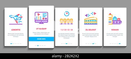 Airline And Airport Onboarding Elements Icons Set Vector Stock Vector ...
