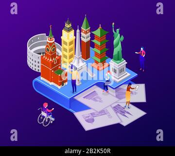 Choose your route - colorful isometric vector illustration Stock Vector