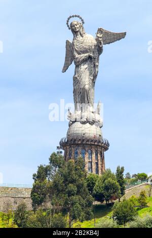 Monument Of La Virgin De Panecillo Located In Quito Highland Ecuador Stock Photo