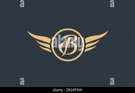 K yellow blue alphabet letter logo with wing wings icon and circle for ...