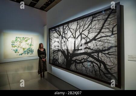 Hayward Gallery, London, UK. 3rd Mar 2020. Robert Longo, Untitled (Sleepy Hollow), 2014 - Among the Trees at Hayward Gallery, a new exhibition that reimagines how we think about trees and forests, and how they have shaped human civilisation. Curated by Hayward Gallery Director, Ralph Rugoff, the show includes Colombian rainforests, jungles in Japan, olive orchards in Israel, Scandinavian woods and an underground forest in South Africa. It runs 4 March - 17 May 2020. Credit: Guy Bell/Alamy Live News Stock Photo