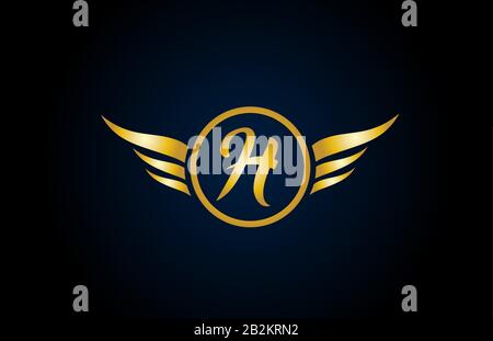 gold golden C wing wings alphabet letter logo icon with classy design ...