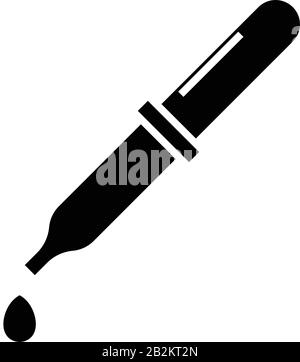 Medicines drop black icon, concept illustration, vector flat symbol, glyph sign. Stock Vector