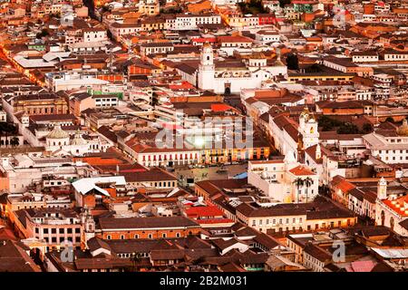 Old Town Of Quito As Seen From Panecillo Statue Stock Photo