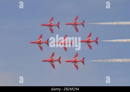 Red Arrows Hawk 100's at Southport Airshow Lancashire. England Stock Photo