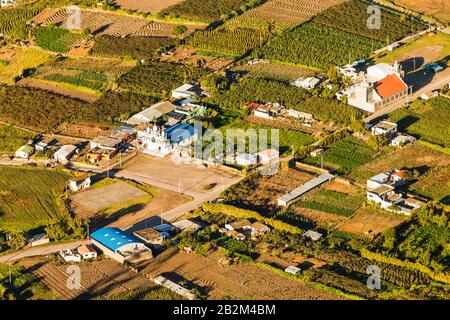 Small Village In Ecuadorian Andes Aerial View Stock Photo