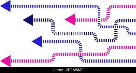 Direction concept with colorful arrows. Abstract arrows with rounded corners in minimal flat design. Template or long banner. Vector illustration isol Stock Vector