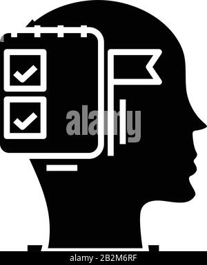 Memory abilities black icon, concept illustration, vector flat symbol, glyph sign. Stock Vector