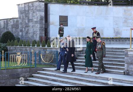 The Duke and Duchess of Cambridge after they laid a wreath during a visit to the Garden of Remembrance, Uachtarain, Dublin, during their three day visit to the Republic of Ireland. Stock Photo