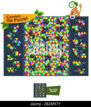 educational game iq for kids and adults development of logic, iq, attention. Task complete the puzzle Stock Vector