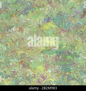 Marbled paper suitable for background or endpaper of book - greens and blues seamless tile Stock Photo