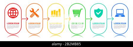 Infographic vector template, business and technology concept with 6 options Stock Vector