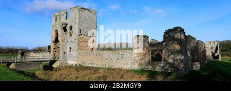 View of Baconsthorpe Castle or Baconsthorpe Hall, a ruined fortified manor house, Baconsthorpe village, North Norfolk, England, UK Stock Photo