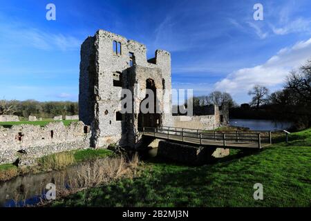 View of Baconsthorpe Castle or Baconsthorpe Hall, a ruined fortified manor house, Baconsthorpe village, North Norfolk, England, UK Stock Photo