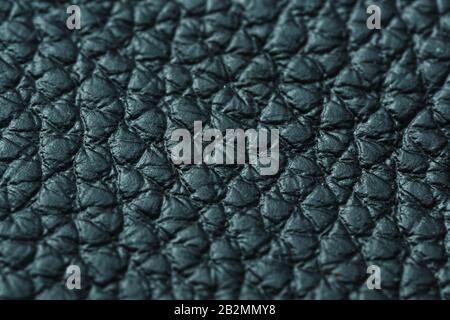 Green textured leather closeup. Full frame, close up. Macro Stock Photo