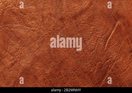 Brown Textured Leather Closeup. Full frame, close up. Macro Stock Photo