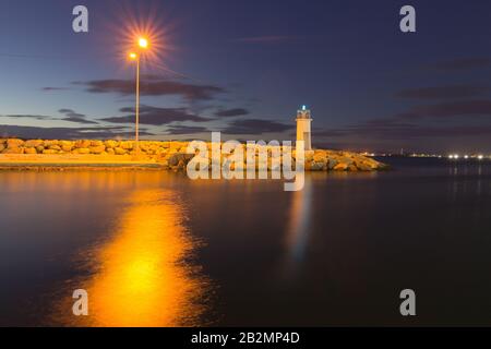 A nice photo shoot by the beach in the evening of Aliağa. Stock Photo