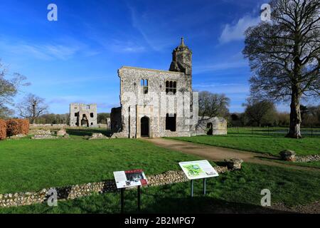 View of Baconsthorpe Castle or Baconsthorpe Hall, a ruined fortified manor house, Baconsthorpe village, North Norfolk, England, UK Stock Photo