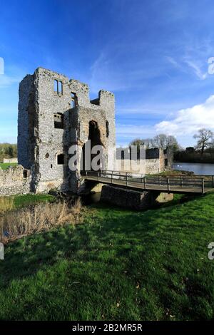 View of Baconsthorpe Castle or Baconsthorpe Hall, a ruined fortified manor house, Baconsthorpe village, North Norfolk, England, UK Stock Photo