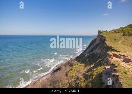 Eroded sea cliff on the island Hiddensee, Western Pomerania Lagoon Area National Park, Mecklenburg-Vorpommern, Germany Stock Photo
