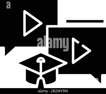Online courses black icon, concept illustration, vector flat symbol, glyph sign. Stock Vector