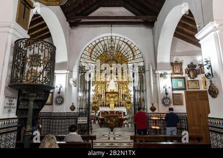 Lora del Rio, Spain. The Shrine of Setefilla, a Roman Catholic hermitage, home to a sculpture called the Virgen de Setefilla (Our Lady of Setefilla) Stock Photo