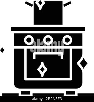 Oven cleaning line icon, concept sign, outline vector illustration ...