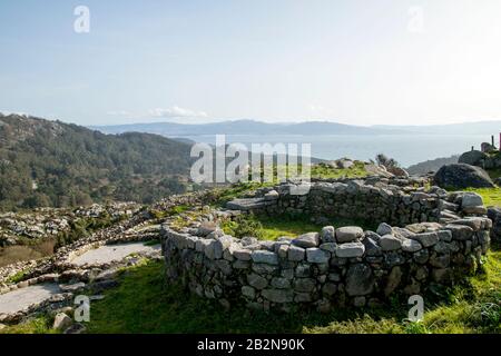 Celtic ruins in Monte do Facho, Cangas del Morrazo, Pontevedra, Spain Stock Photo