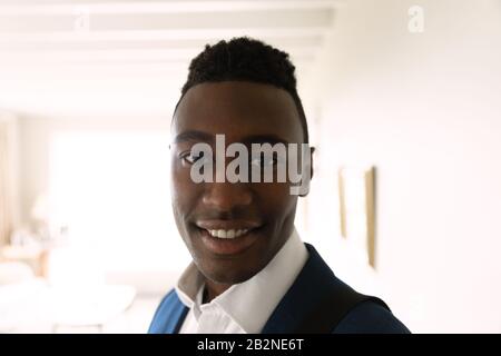 Man spending time at home Stock Photo