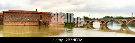 Panorama Of Pont Neuf Bridge In Toulouse France Stock Photo