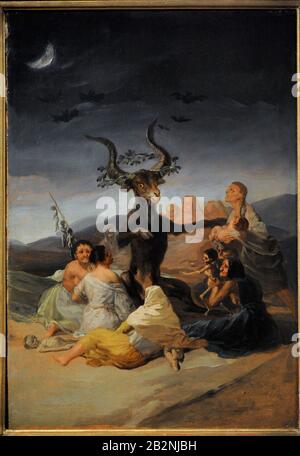 Francisco de Goya y Lucientes (1746-1828). Spanish painter. The Witches Sabbath, 1797-1798. Lazaro Galdiano Museum. Madrid. Spain. Stock Photo