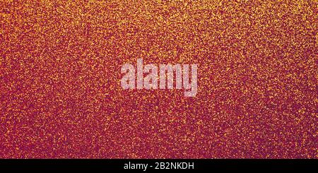 Golden texture, shiny orange banner. Metallic gradient background. Sparkle card, bright paillettes, drape of material. Twinkle glowing red backdrop Stock Photo