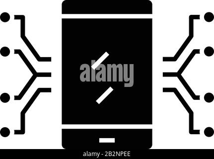 Mobile components black icon, concept illustration, vector flat symbol, glyph sign. Stock Vector