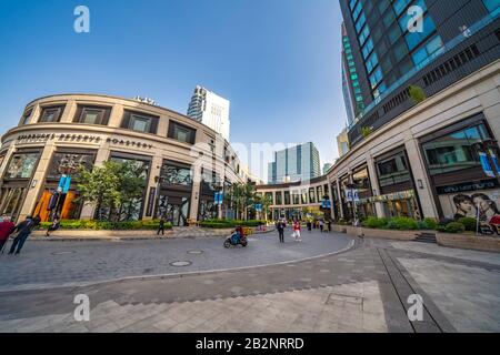 SHANGHAI, CHINA, OCTOBER 28: Shopping mall next door to the famous Starbucks Reserve Roastery in the Jing'an district on October 28, 2019 in Shanghai Stock Photo