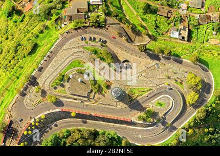 Complete View Of The Panecillo Statue And Park In Quito Very Popular Touristic Destination In Ecuador Capital Drone Aerial Image Stock Photo