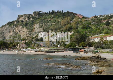 Lido Isola Bella, Mazzaro, Taormina, Sizilien, Italien Stock Photo