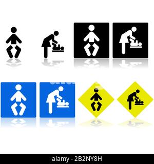 Signs showing icons for a baby changing room or area Stock Vector