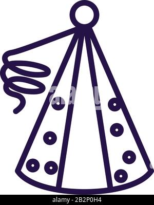 party hat over white background, line style icon, vector illustration Stock Vector
