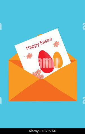 Easter eggs. Happy easter. Multi-colored Easter eggs. Easter. Easter background. Easter symbol Easter card. Easter Greetings Banner. Illustration. Cop Stock Vector