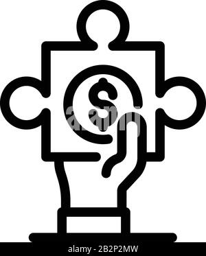 Money puzzle icon, outline style Stock Vector