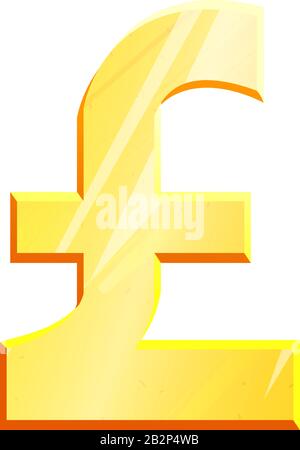 Golden pound sterling GBP symbol on white background. Finance investment concept. Exchange United Kingdom currency Money banking illustration. Business income earnings. Financial sign stock vector. Stock Vector