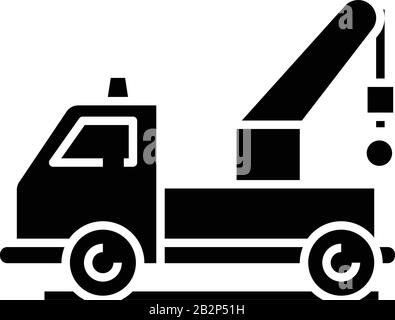 Mechanical loader black icon, concept illustration, vector flat symbol, glyph sign. Stock Vector
