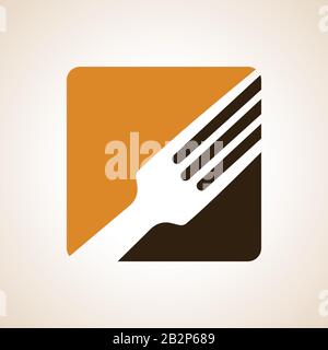 Logo or emblem for a restaurant, cafe or diner. Parts of the fork and a spoon in the icon. A simple and modern. Stock Vector