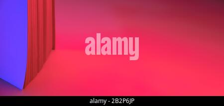 Abstract neon banner, paper pages of a book. Vibrant blue and red gradient colors as a background Stock Photo