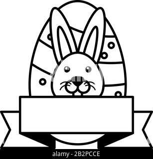 easter rabbit with eggs on white background vector illustration design Stock Vector