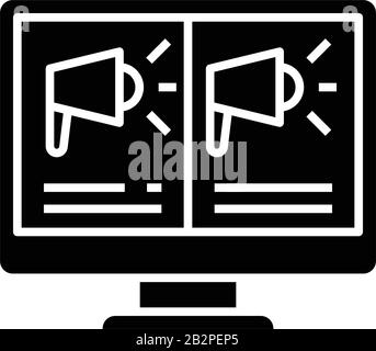 Online declaration black icon, concept illustration, vector flat symbol, glyph sign. Stock Vector